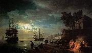 Claude-joseph Vernet Seaport by Moonlight France oil painting artist